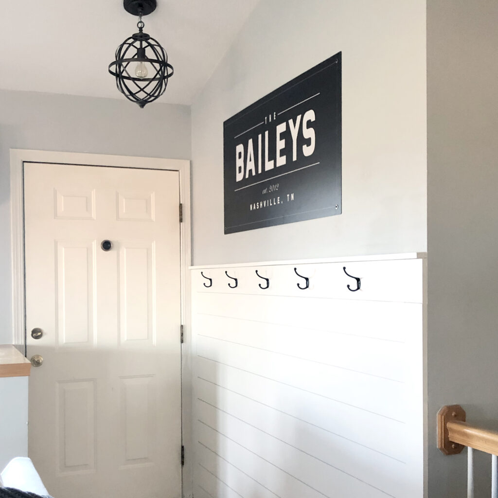 Shiplap to dress up a boring entryway!