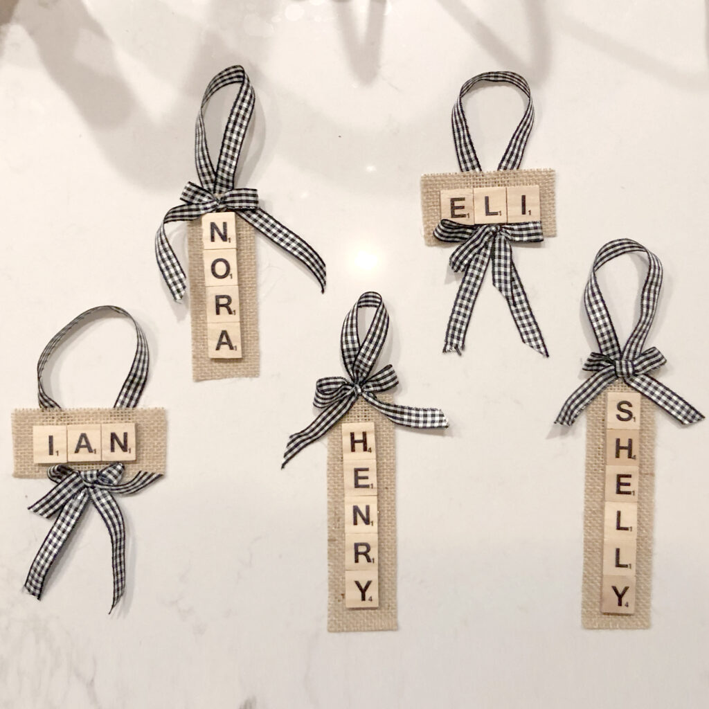 diy scrabble name ornaments